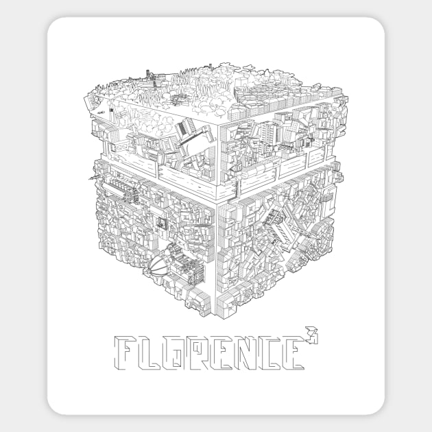 Florence Cube black and white Sticker by BananaCrew